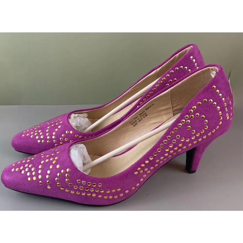 New Boston Proper fuchsia stuuded high heels Size 8.5 - Picture 4 of 7